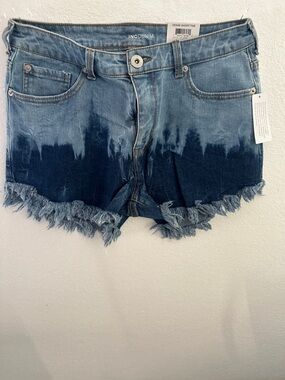 INC International Concepts Two-Tone Frayed Hem Denim Shorts